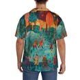 thumbnail image 3 of Rateoe Whimsical Forest Scene Pattern Men's Short Sleeve Classic Shirt, Casual Short-Sleeved Shirt, Lightweight Summer Shirt, Cuban Collar Shirt,Button-Front Shirt-3X-Large, 3 of 5