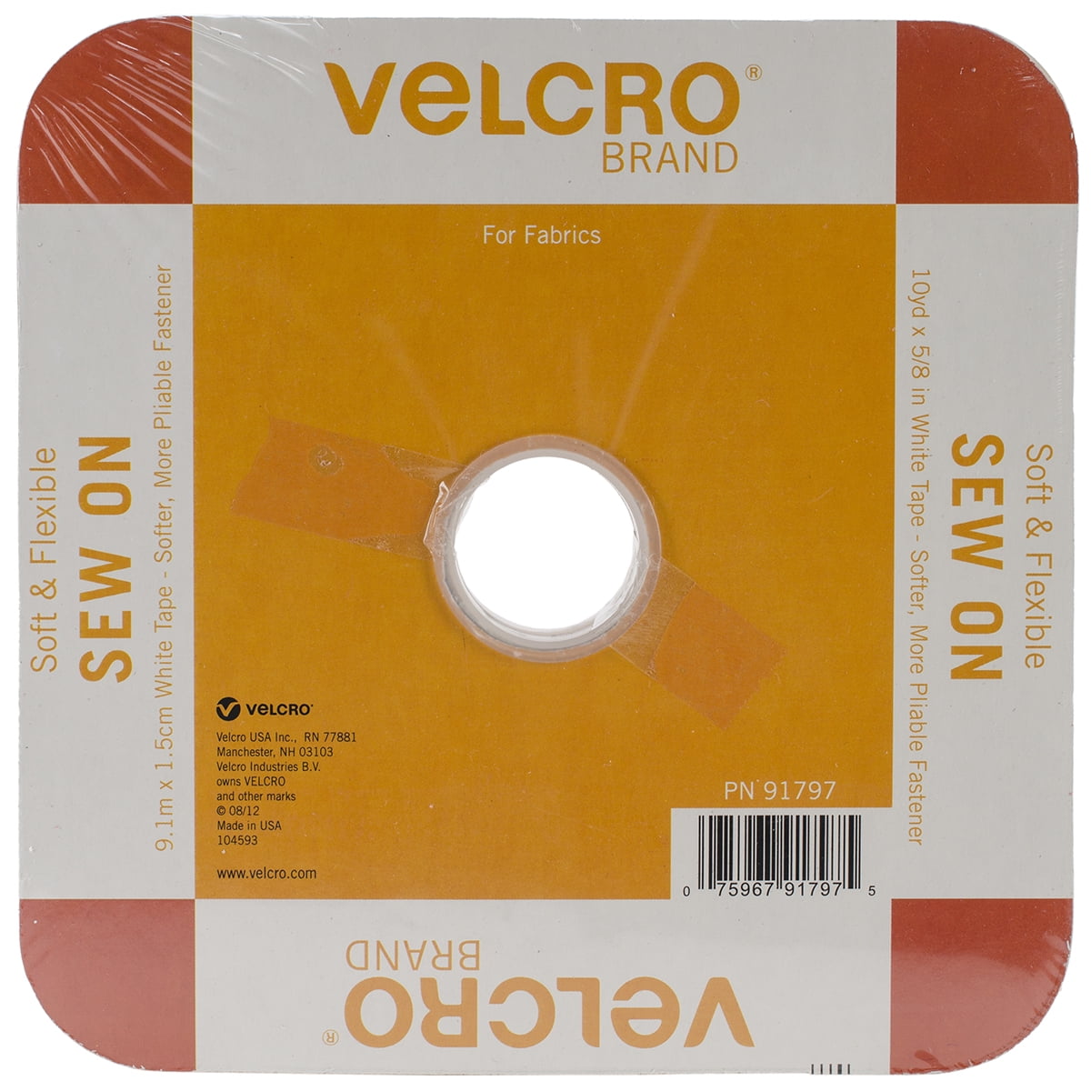 VELCRO Brand For Fabrics | Sew On Soft and Flexible Tape for Alterations and Hemming | No Ironing or Gluing | Comfort Designed, Drapes With Fabric | Cut-to-Length Roll, 30ft x 5/8in Roll White