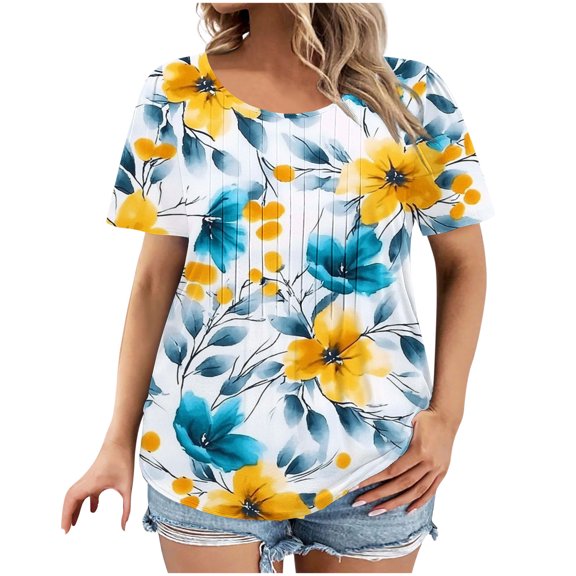 Cilsoka Short Sleeve Shirts for Women Loose Summer Tops for Women Over 55 Womens Graphic Tees Y2K Red Blouses for Women Plus Size