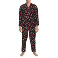 thumbnail image 3 of Balery Ripe Red Cherry Pijama para Hombre de Dos Piezas con Manga Larga, Conjunto de Dormir y Descanso Suave con Bolsillos-X-Large, 3 of 7