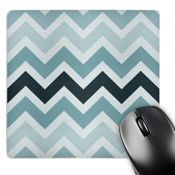 3dRose, Blue and white modern chevron stripe, MousePad