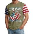 thumbnail image 3 of Men's 250 Years 1776-2026 Shirt with Jet Smoke American Flag Graphic and Star Stripe Sleeves Featuring Classic Round Neck Army Green L, 3 of 5