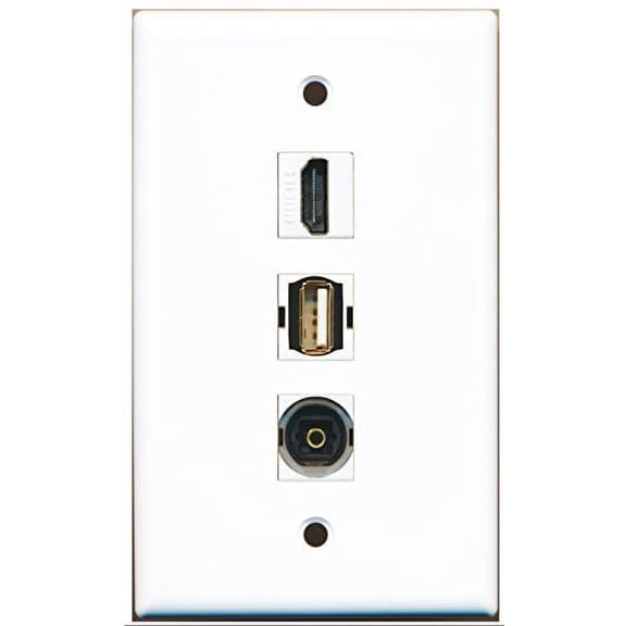 RiteAV - 1 Port HDMI and 1 Port USB A-A and 1 Port Toslink Wall Plate