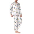 thumbnail image 2 of Uemuo Color Ships Pattern 2-Piece Loungewear Set - Men’s Soft Sleepwear, Cozy Winter PJs, Comfy Sleep Set-Large, 2 of 7