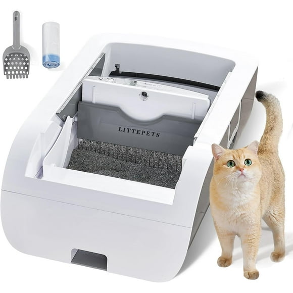 GHSDFBB Self Cleaning Litter Boxes for Cats, Semi Automatic Cat Litter Box with Litter Liners, Large Space Electric Robot Litter Box for Multiple Cats, Superior Odor Control Smart Cats Toile