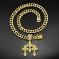 thumbnail image 3 of Men Women Hip Hop Three Crosses Pendant Necklace 13mm Crystal Cuban Chain HipHop Iced Out Bling Necklaces Fashion Charm Jewelry, 3 of 10
