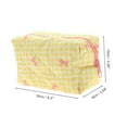 thumbnail image 2 of Unique Bargains 1 Pc Plaid Bow Makeup Bag for Travel Vacation Polyester Yellow, 2 of 5