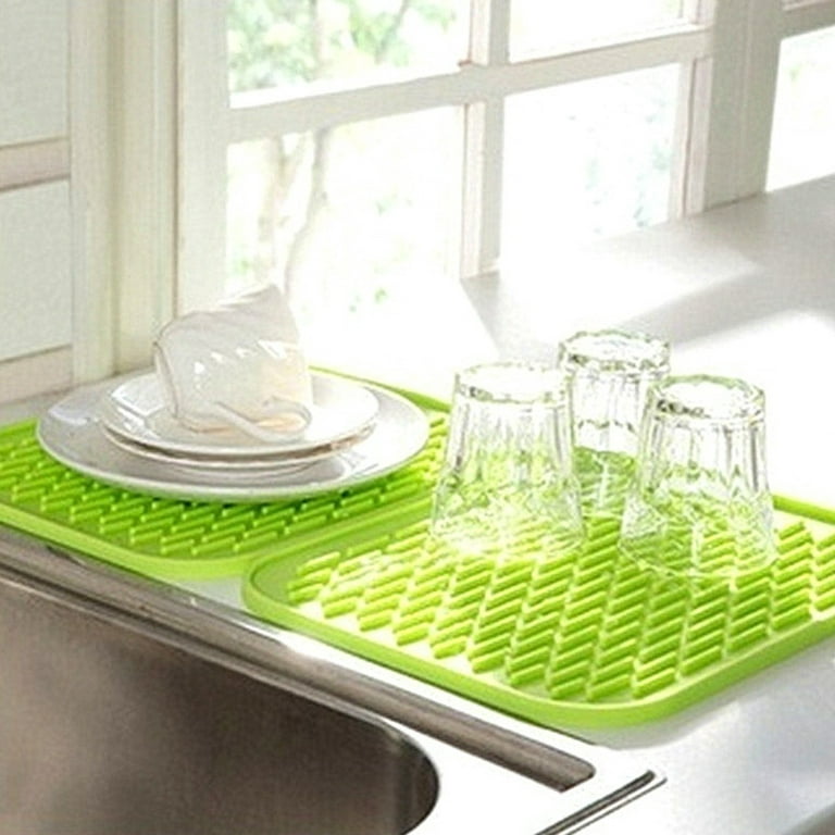Kyoffiie Silicone Drying Mat Dish Drying Mat Heat Resistant Table