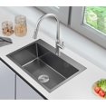 thumbnail image 1 of Drop-in Kitchen Sink Single Bowl  Stainless Steel Kitchen Sink Handmade  Inches Deep Top-Mount Kitchen Sink with Hole, 1 of 6