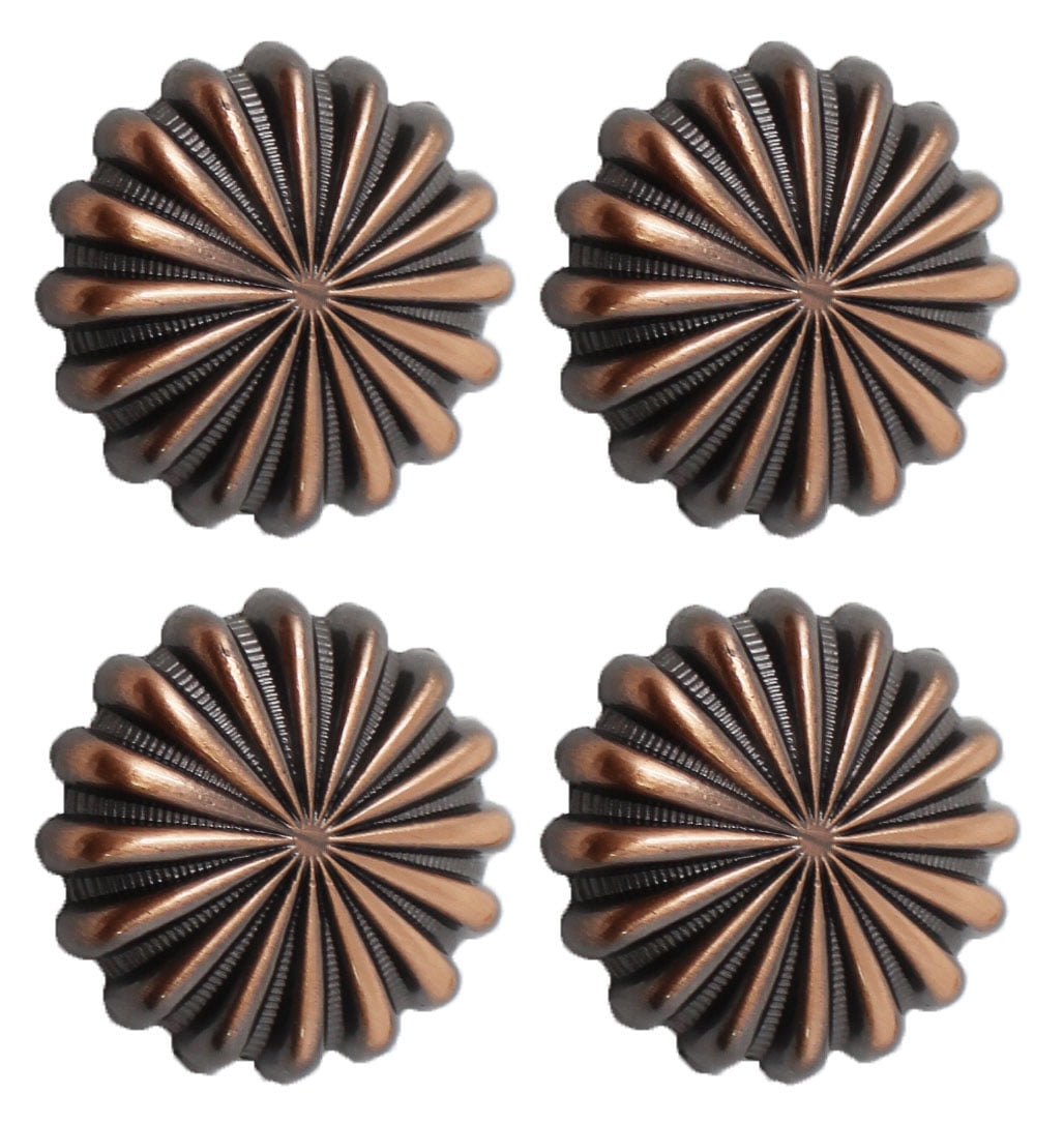 Set of 6 WESTERN SADDLE HORSE TACK COPPER ENGRAVED STAR BERRY CONCHOS screw back 