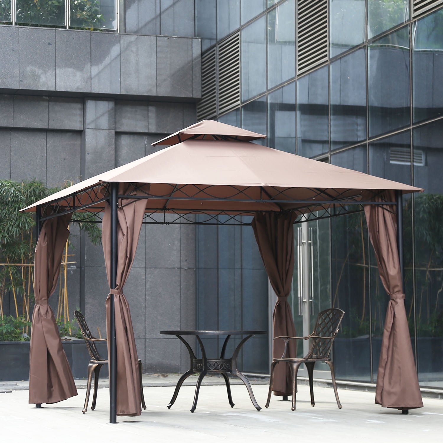 FDW 10’ x 13’ Double Vented Canopy Gazebo, Large Space with Sidewalls and UV Protection