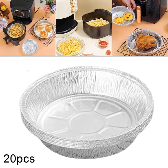 20 moldes desechables de papel de aluminio para tartas/tartas, molde redondo para tartas para hornear mini tartas , tartas caseras y quiche, 7 pulgadas Macarena bandeja de papel de aluminio