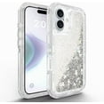 thumbnail image 3 of For iPhone 13 Pro Case Glitter Floating Liquid Shiny Quicksand Case for Women Girls Heavy Duty Shockproof Protective Case Hard PC Bumper Soft TPU Cover，Silver, 3 of 7