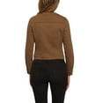 thumbnail image 4 of INSPIRE CHIC Women's Button Down Collarless Long Sleeve Cropped Denim Jacket L Dark Brown, 4 of 7