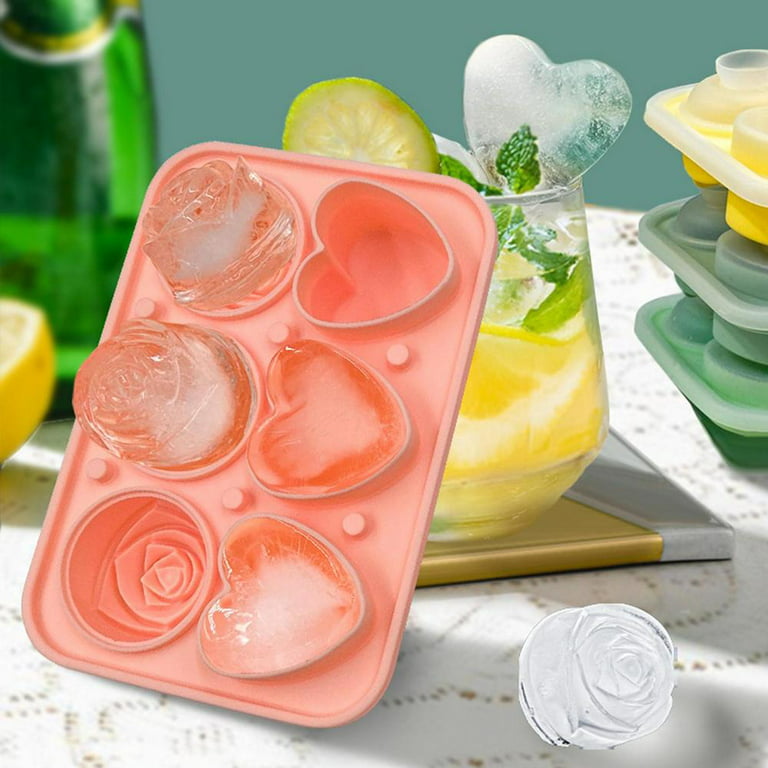Tohuu Ice Ball Maker Mold 6 Cavity Flower Ice Cube Mold Heart Rose Shape  Easy Release Funnel-type Lid Novelty Ice Ball Maker for Chilled Drinks  Whiskey & Cocktails workable 