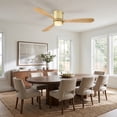 thumbnail image 2 of Parrot Uncle 52" Gold Solid Wood Low Profile Ceiling Fan with Lights, Modern Flush Mount Ceiling Fan with Glass Shade, 2 of 14