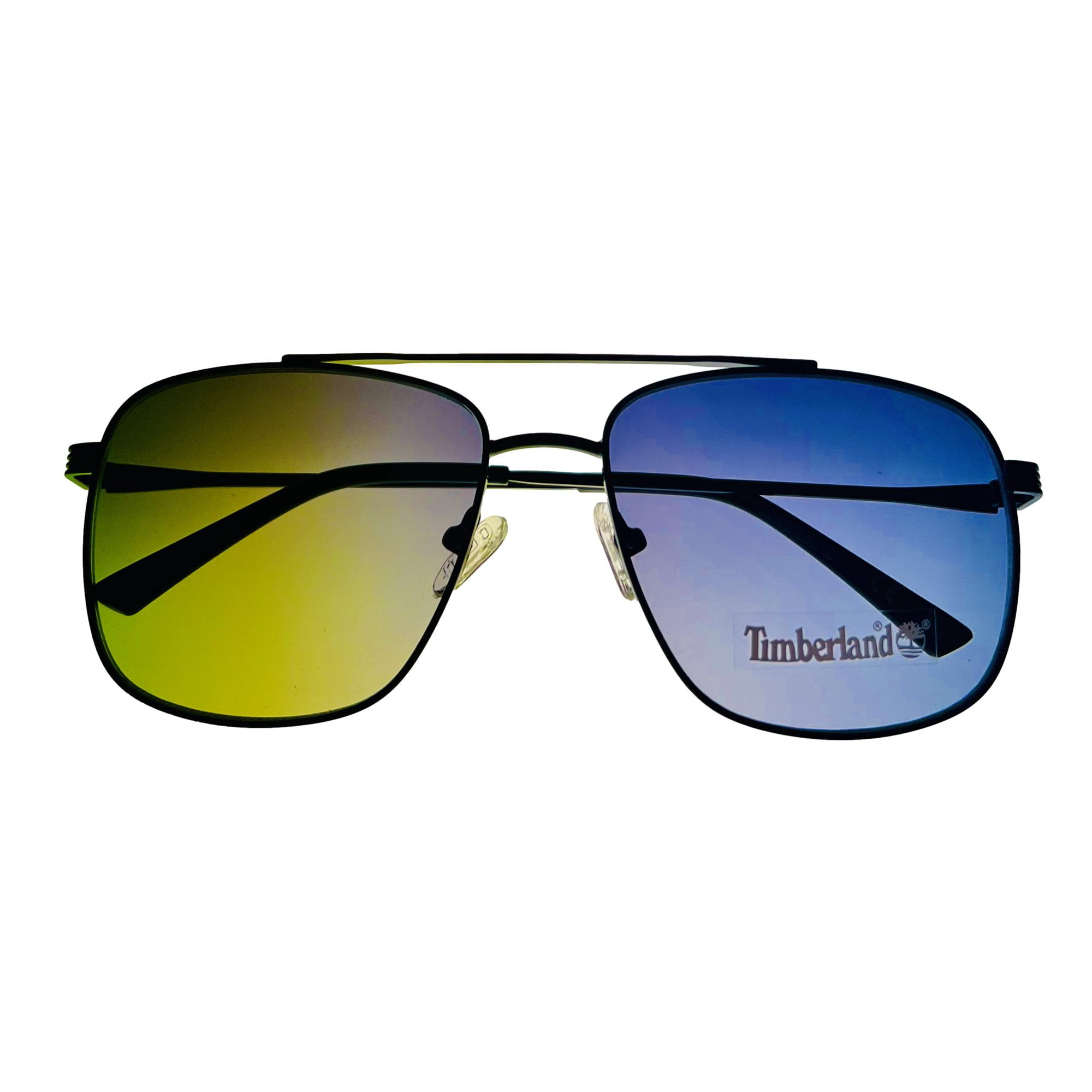 Timberland BLACK Men's Metal Rectangle Aviator Gradient Lens Sunglass