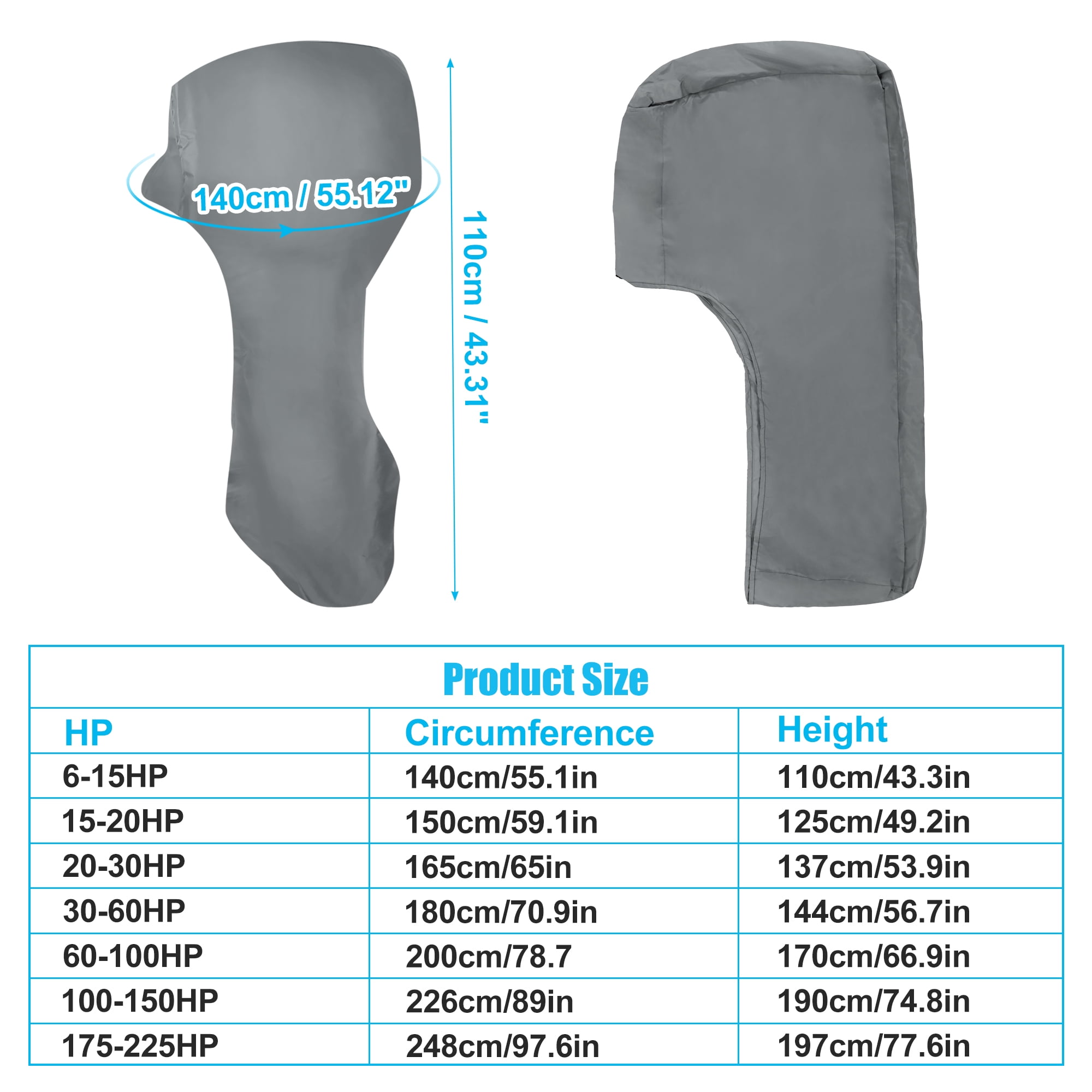 Unique Bargains 420D Oxford Motor Outboard Engine Cover Waterproof Gray 6-15HP