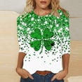 thumbnail image 1 of TaTaai Women Loose Casual Crew Neck Top St. Patrick's Day Green Print 3/4 Sleeve Fashion Tee Ladies Spring Daily Outdoor Wear Soft Comfortable Non-See-Through No Fading Stylish Gift, 1 of 5