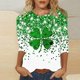 thumbnail image 1 of TaTaai Women Loose Casual Crew Neck Top St. Patrick's Day Green Print 3/4 Sleeve Fashion Tee Ladies Spring Daily Outdoor Wear Soft Comfortable Non-See-Through No Fading Stylish Gift, 1 of 5