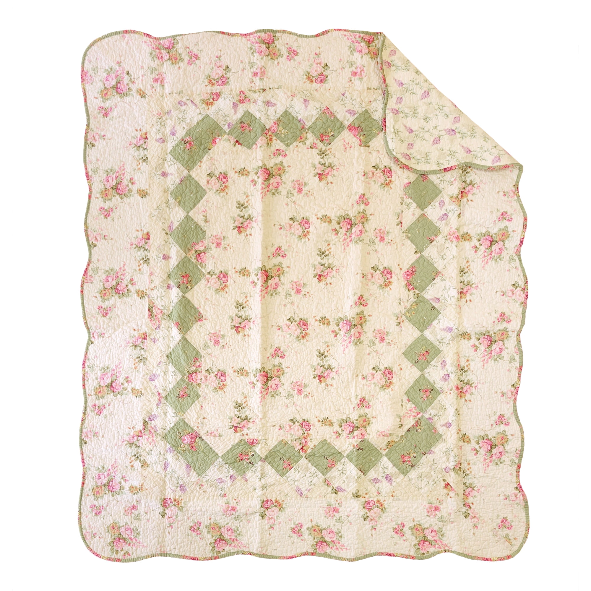Global Trends Bloomfield Vintage Style 100% Cotton Patchwork Throw Blanket for Adults and Kids, 50x60 Inches