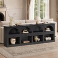thumbnail image 3 of Extra Long Arched 78.7" Console Tables for Entryway, 3-Tier Sofa Table with 4 Drawers & Open Shelves, Narrow Long Accent Table for Living Room Hallway, Black, 3 of 9