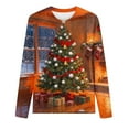 thumbnail image 3 of Uootdi Vintage Christmas Long Sleeve Sweatshirts for Gift Women Funny Cute Santa Claus Shirts Xmas Tree Printed Holiday Pullove r, 3 of 4