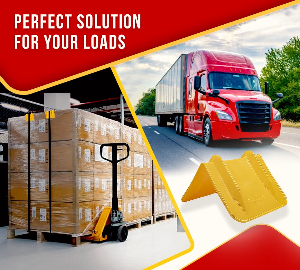 4 Pack 8"x8"x12" Yellow Flatbed Corner Protector - V Shaped Edge Guard for Tie-Down Winch & Ratchet Straps - Fit 1 Straps Up To 4"- Plastic Corner Protector for Trailer Cargo Load