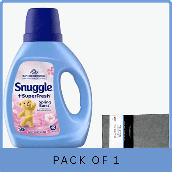 Snuggle SuperFresh Liquid Fabric Softener Spring Burst 35.7 oz, 40 Loads with Microfiber Solid Color Towel by BundleEase