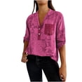 thumbnail image 2 of QIPOPIQ Blouse Décontractée en Mousseline pour Femme à Col en V à Manches 3/4 Hauts Liquidation, 2 of 7