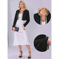 thumbnail image 2 of DARING DIVA Women's Long Sleeve Open Front Work Office Cropped Jacket XS Black, 2 of 6