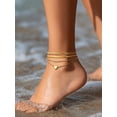 thumbnail image 2 of FindChic 3pcs Layered Anklets for Women Gold Plated Herringbone Chain Cuban Link Beaded Heart Ankle Bracelet Set Adjustable Foot Chain Stainless Steel Waterproof Summer Beach Jewelry Gifts for Mom, 2 of 7