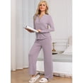 thumbnail image 2 of DARING DIVA Women's Button Down Knit Pajamas Sets S Purple, 2 of 6