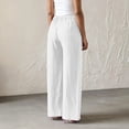 thumbnail image 5 of QATAINLAV Womens Linen Wide Leg Palazzo Pants Summer Button Front Elastic Waist Work Trouser Loose Casual Dress Pants with Pockets White XL, 5 of 7