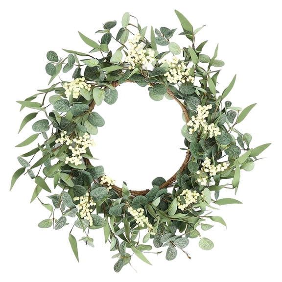 Summer Wreaths for Front Door, Artificial Flowers for Outdoors, Spring Summer Christmas Greenery Wreaths, for Front Door Green Eucalyptus Leaf Wreath Decor, 1Pc