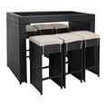 thumbnail image 3 of SAFAVIEH Horus 7-Piece Wicker Outdoor Patio Dining Set, Black/Light Grey, 3 of 11