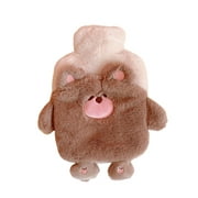 Cute Hot Water Bottle with Soft Plush Cover Portable Winter Hand Warmer Reusable Hot Water Bag