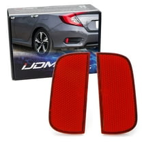Red Lens Rear Bumper Reflector Lenses For 2016-21 Honda Civic Sedan/Coupe 10th Gen, OE-Spec LH RH Assembly