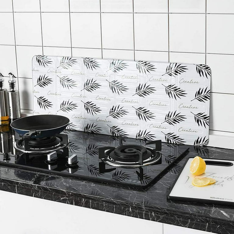 Backsplash Protector Glass Splash Guard for Stove and Wall, 30 x 30 Inches,  Black, Oilproof Waterproof and High Temperature Resistant, Removable