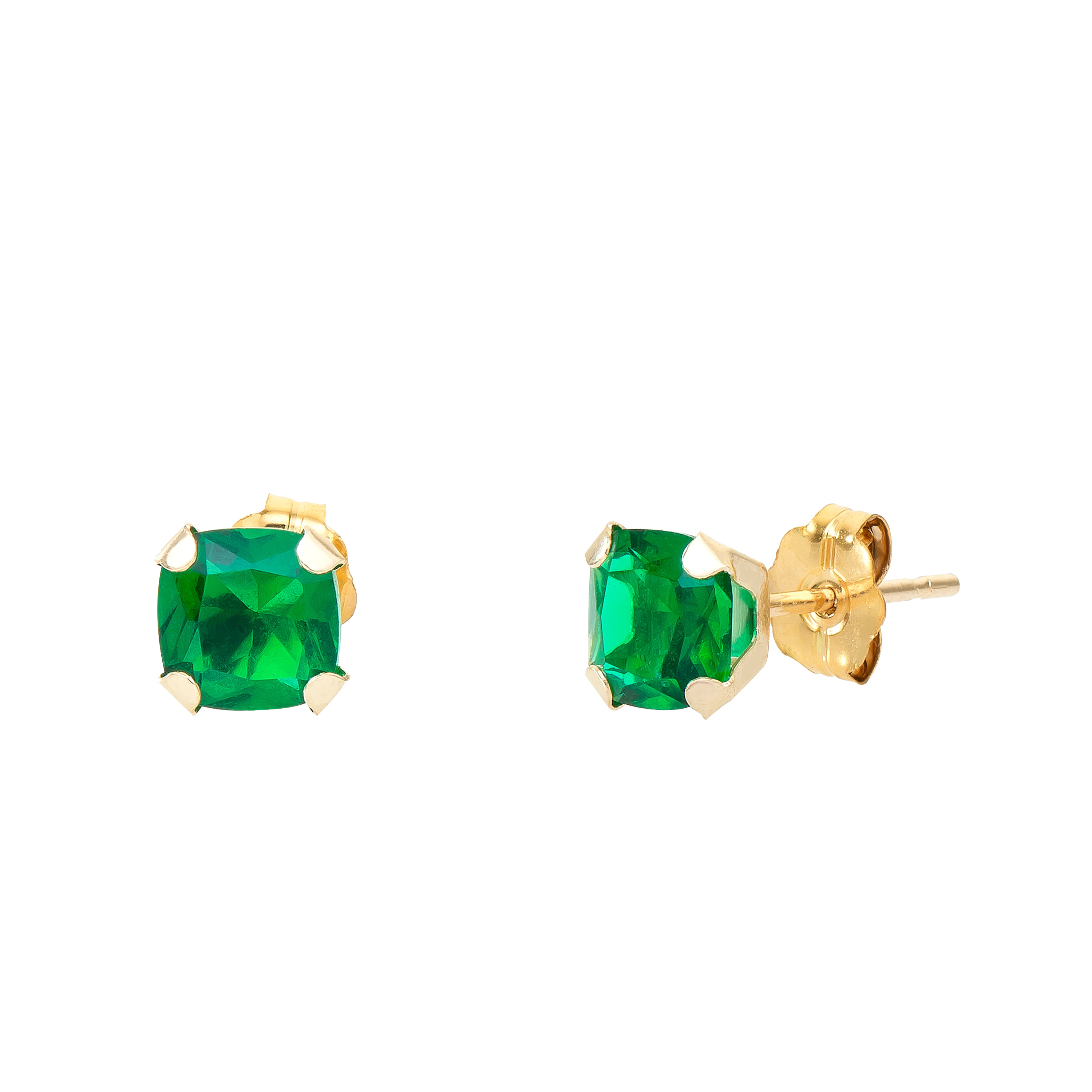 10kt Yellow Gold Simulated Emerald Stud Earrings - Walmart.com