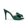 thumbnail image 3 of BLISSFUL STEP Women's Clear Strap Bow Stiletto Heels Mules Slide Sandals Dark Green (Size 6.5), 3 of 7