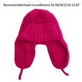 thumbnail image 3 of Knitted Trapper Hat Russian Bomber Hat Knit Earflap Beanie Ear Protection Hat Cloche Beanie Knit Earflap Crochet Trapper Rose red, 3 of 4