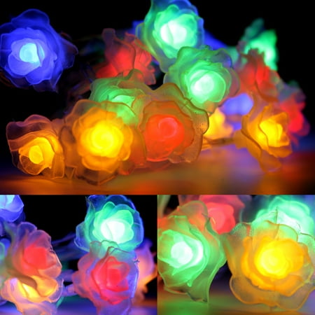Image Fairy Led String Lights Outdoor Indoor Battery Powered Rose Image Fairy Led String Lights Outdoor Indoor Battery Powered Rose Flower 10ft 20leds