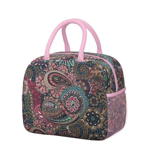 Sac à Lunch Artistique Ethnique Design Paisley Rétro Isolé Sac Thermique pour Extérieur