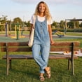 thumbnail image 5 of Denim Jumpsuit for Women Adjustable Strap Loose Denim Bib Overalls Y2k Baggy Jean Wide Leg Jumpsuits Casual Romper Light Blue 5XL, 5 of 7
