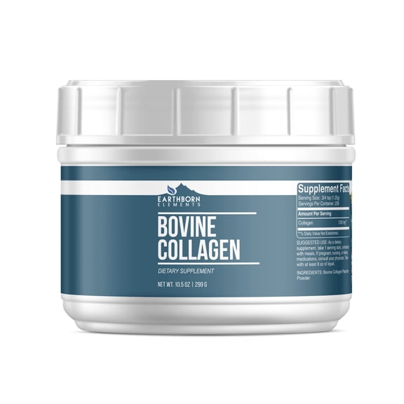 Earthborn Elements Bovine Collagen Peptides Powder 10.5 oz, Pure & Undiluted, Dietary Supplement