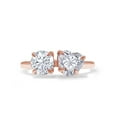 thumbnail image 2 of 6MM Round Shape & 6.5MM Heart Cut Lab Created Moissanite Diamond Toi Et Moi 2-Stone Engagement Wedding Ring For Women 14K Rose Gold Over Sterling Silver(G-H/VVS1, 1.66 Cttw)-8.5, 2 of 7