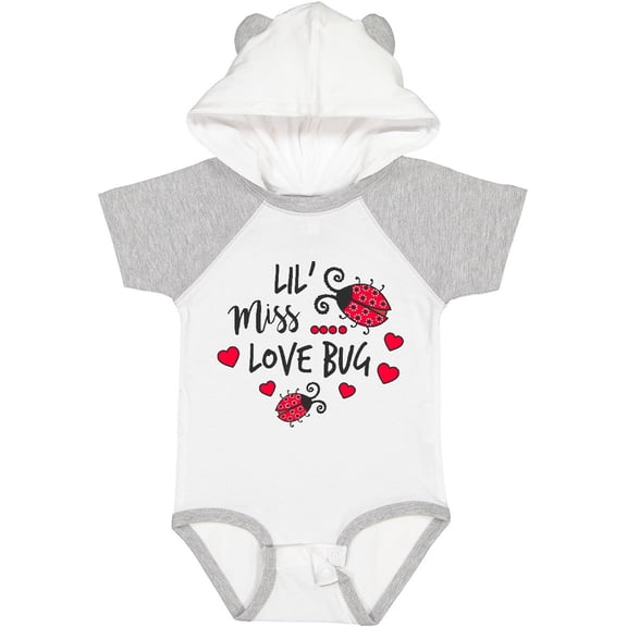 Inktastic Lil Miss Love Bug with Lady Bug and Hearts Girls Baby Bodysuit