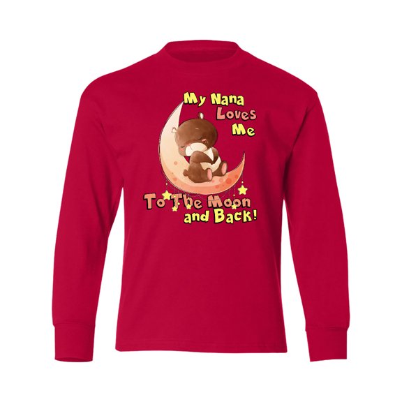 Inktastic My Nana Loves Me to the Moon and Back Long Sleeve Youth T-Shirt