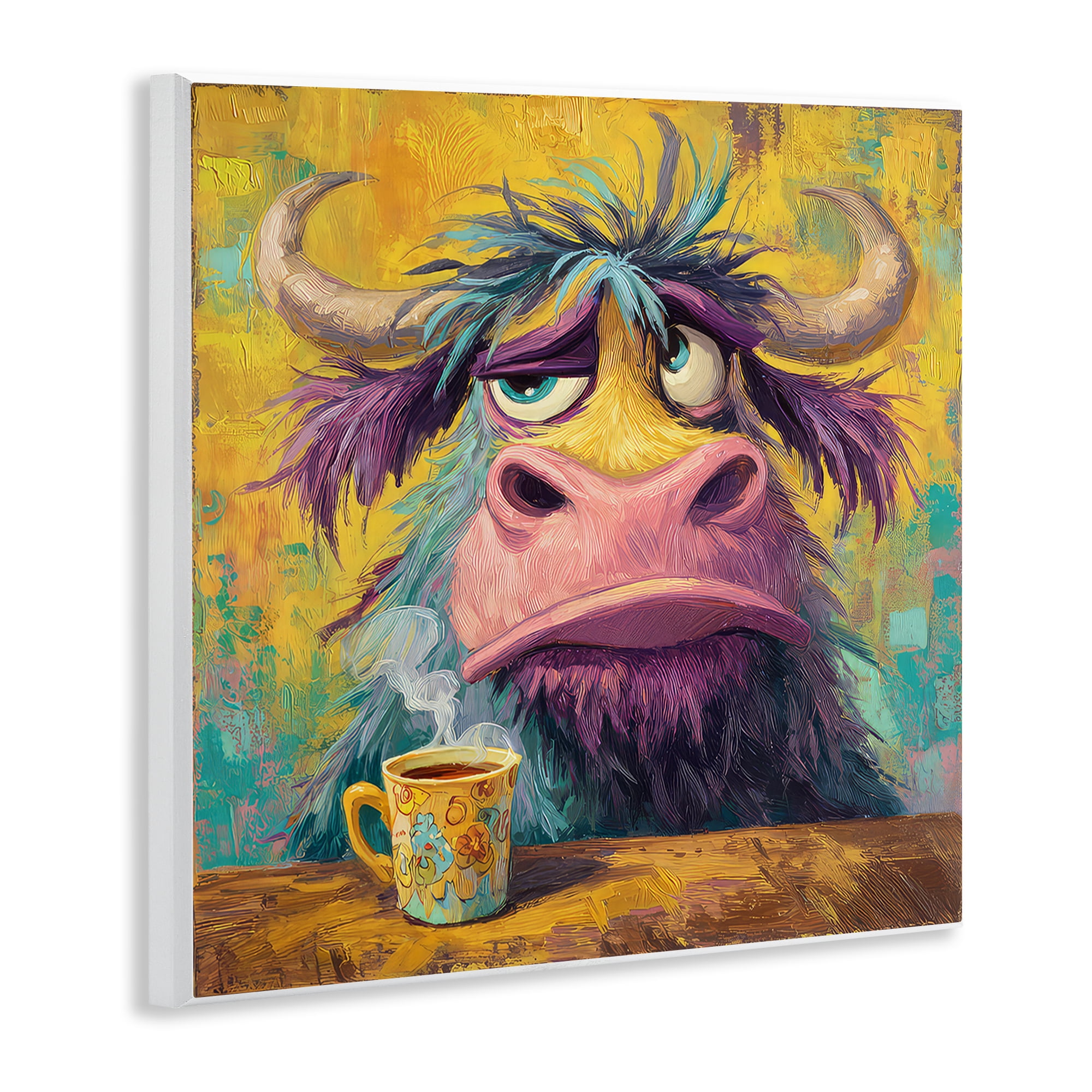 Stupell Industries Grumpy Cow & Mug Wall Plaque Art, design by The Wands Want